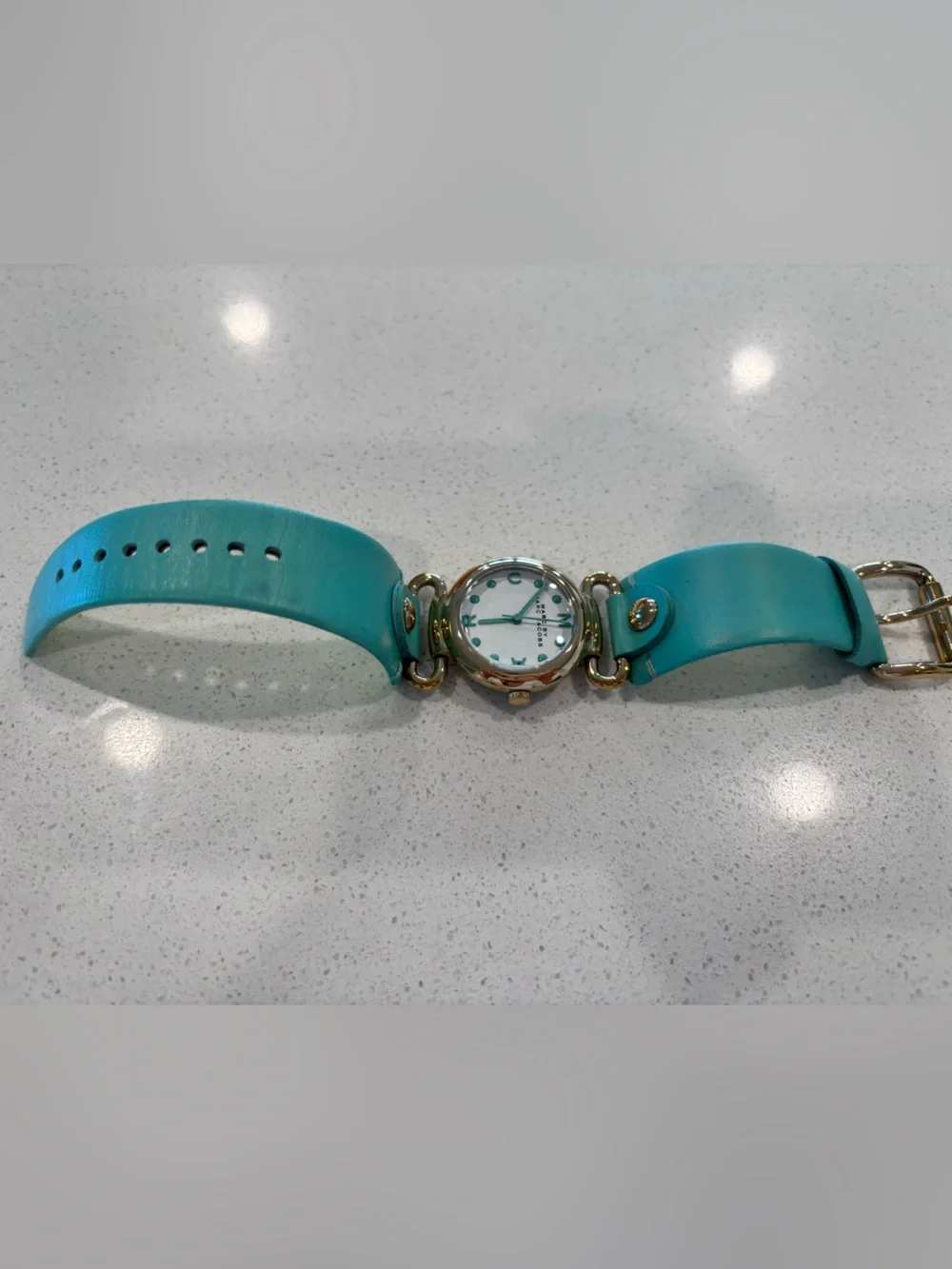 Marc Jacobs Turquoise Leather Strap Watch